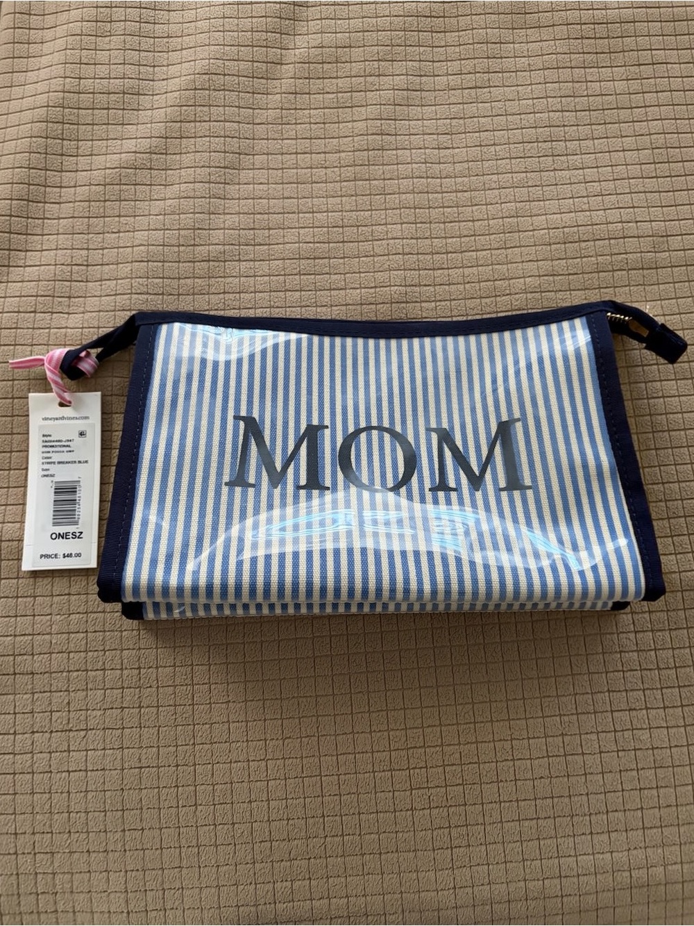 Vineyard Vines striped MOM cosmetics bag